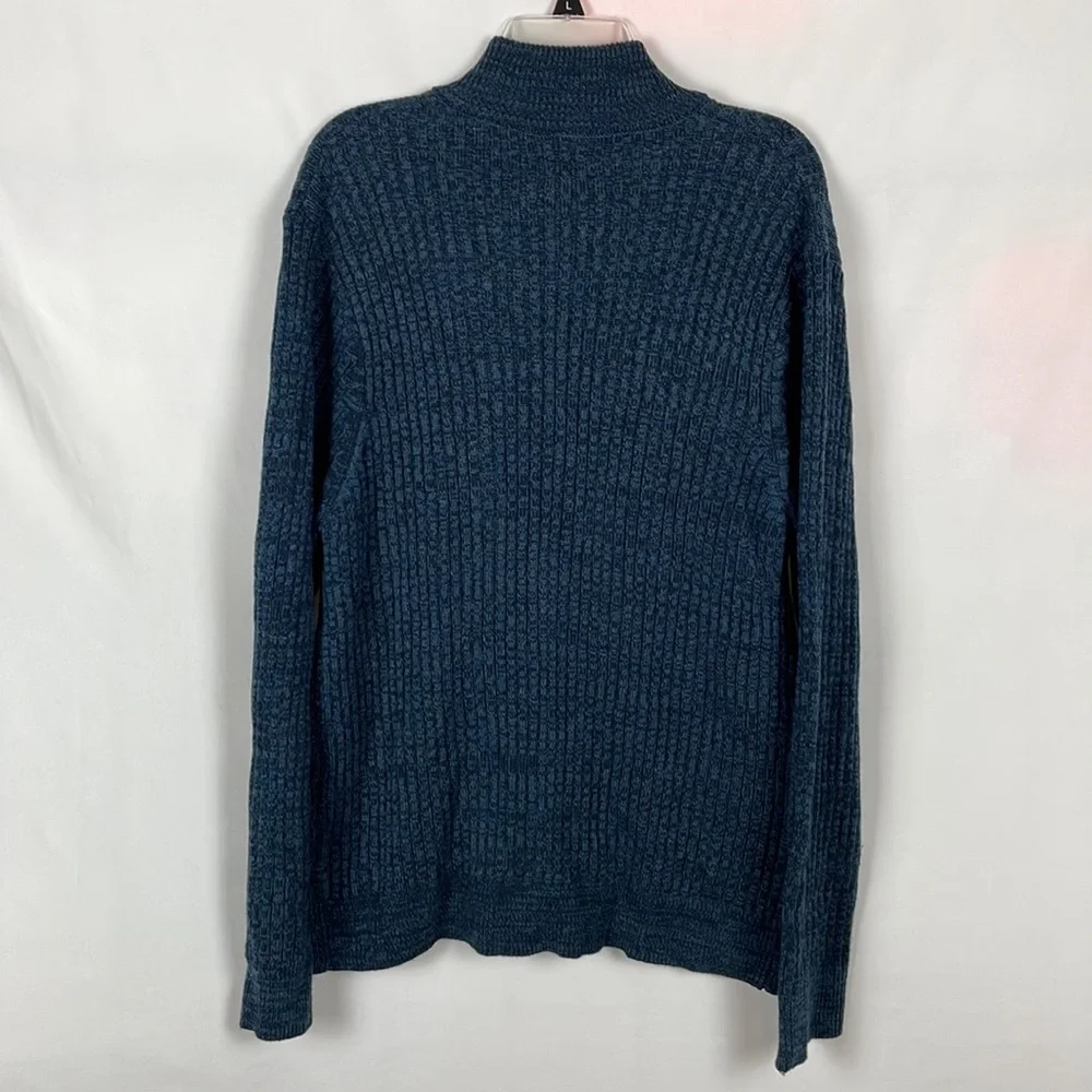 Northwest Territory Marled Blue Front Zip Long Sleeve Ribbed Sweater - Size XL